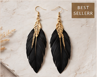 Midnight Whisper black feather earrings